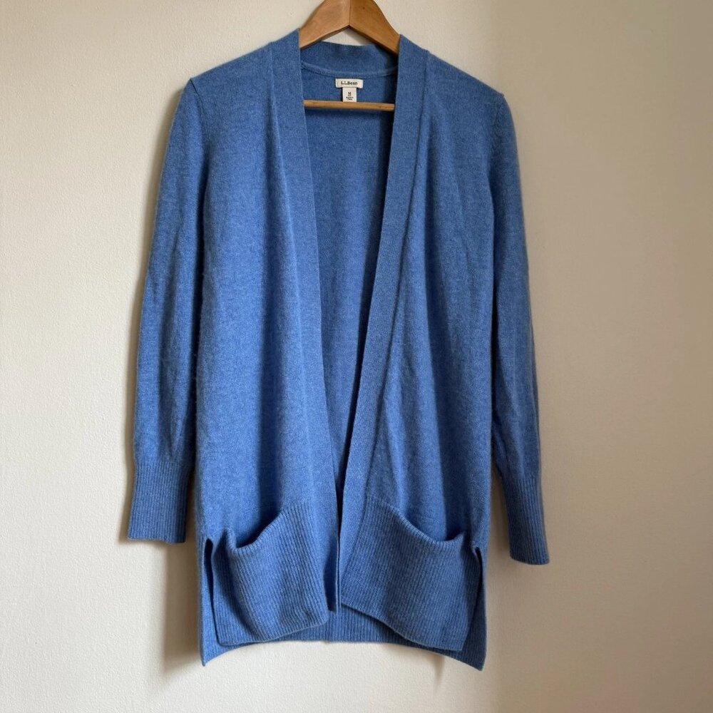 L.L. Bean 100% Cashmere Women's Sky Blue Cardigan Size M